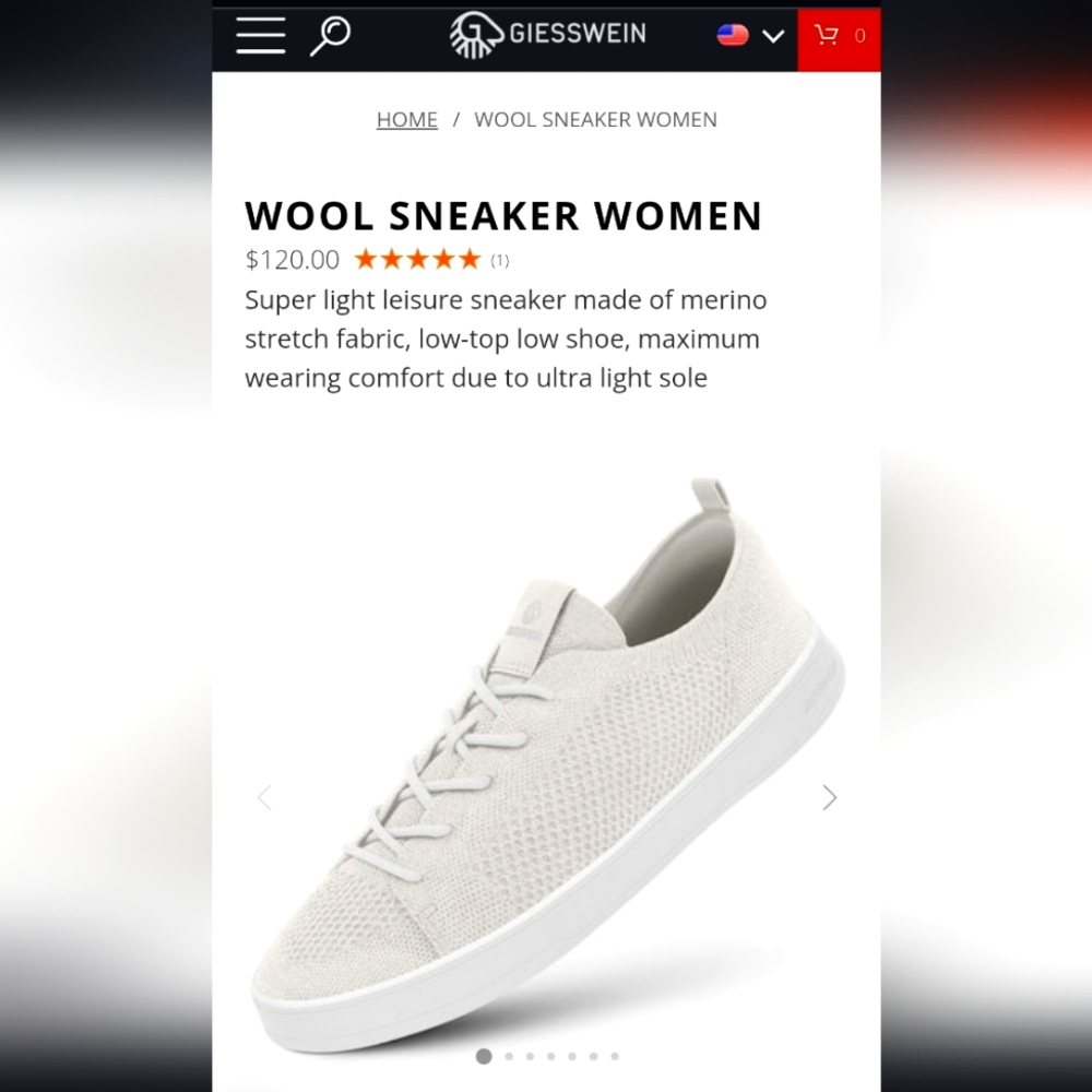 Giesswein White Washable Wool Sneakers Size 39 US 8